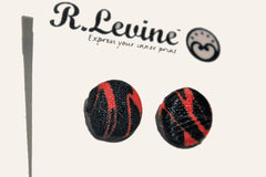 Black and Red Tiger Stripe Stud Earrings