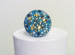 Blue and Gold Dot Ring