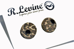 Cheetah with Brown Gem Stud Earrings