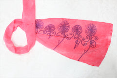 Coral Wire Flower Silk Scarf