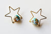 Gold and Aqua Star Earrings