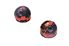 Red Metallic and Black Dot Stud Earrings