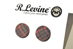 Red Plaid Stud Earrings