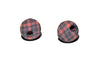Red Plaid with Red Gem Stud Earrings