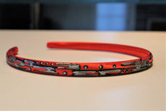 Red and Silver Tracks Painted Headband