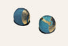 Teal and Gold Foil Swirl Stud Earrings