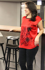 Wire Flower Red Blouse